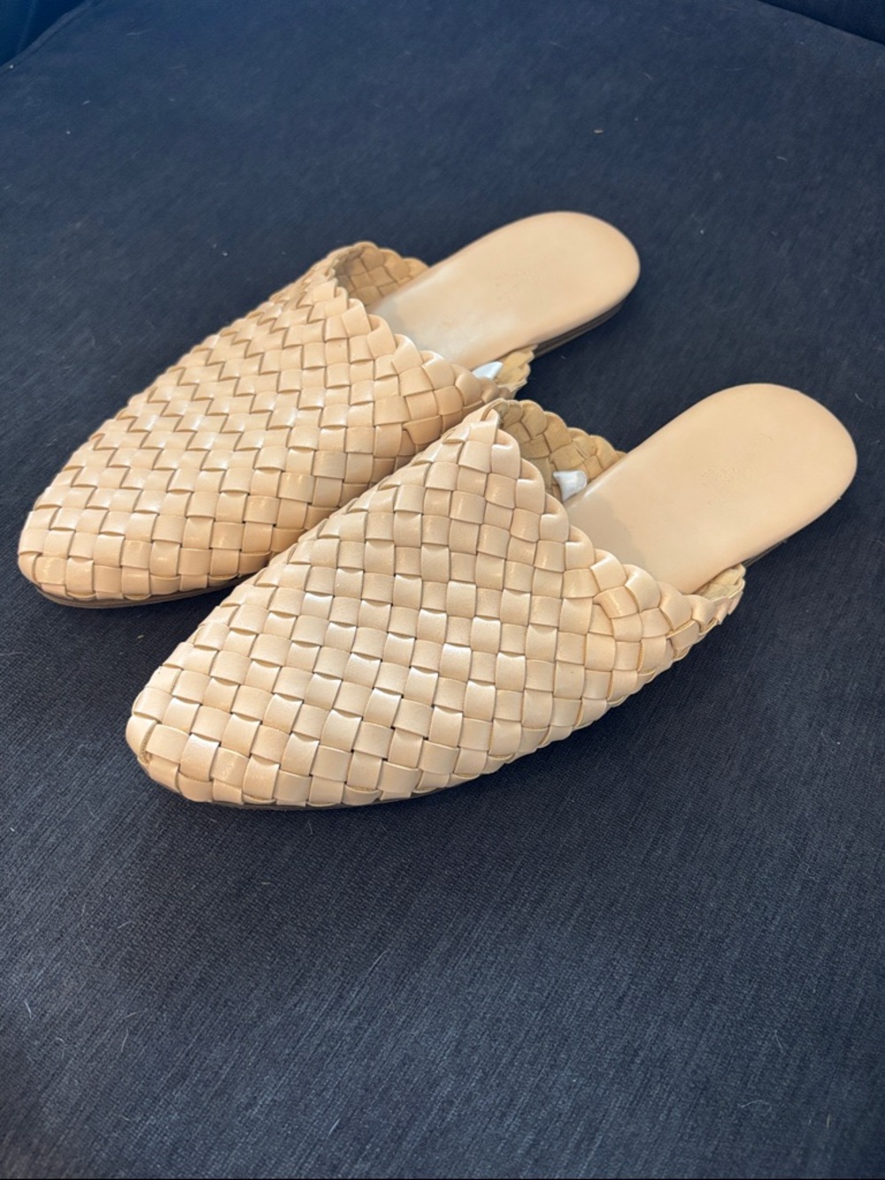 Universal Thread Tan Woven Leather Slip-On Mules